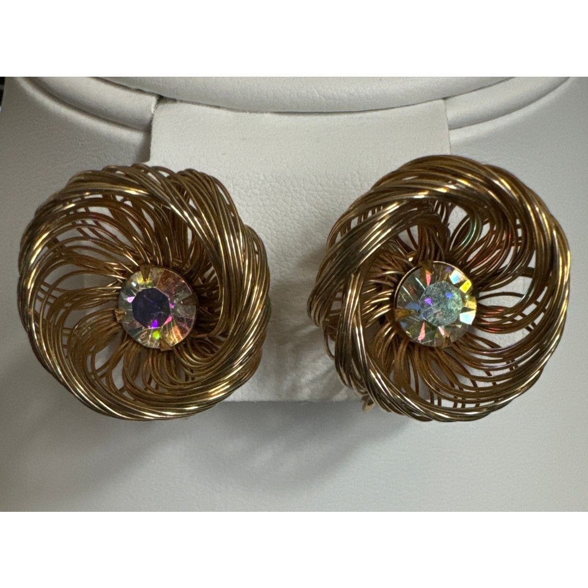 Vintage Vtg Stamped SAC Earrings Clip On wire with gemstone earrings Size ONE SIZE - 3 Thumbnail