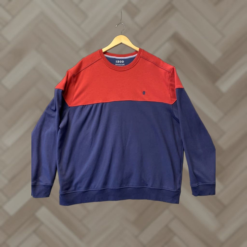Izod IZOD Sweatshirt Mens XXL Colorblock Red Blue Crew Neck Fleece Pullover /0648 Size US XXL / EU 58 / 5 - 1 Thumbnail