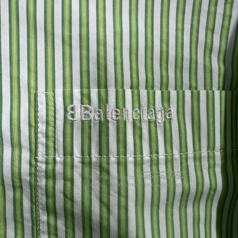 Balenciaga Balenciaga White and Green Striped Shirt Size XS / US 0-2 / IT 36-38 - 3 Thumbnail