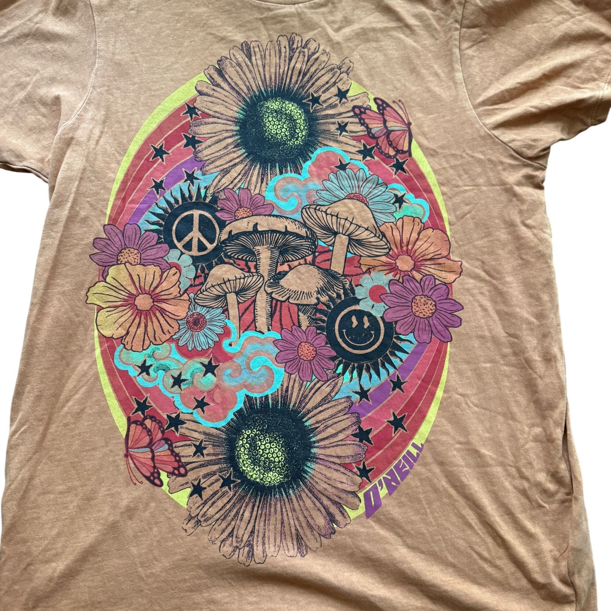 O'Neill ONeill Womens XS Graphic Tee Brown Floral Psychedelic Design Size XS / US 0-2 / IT 36-38 - 2 Thumbnail