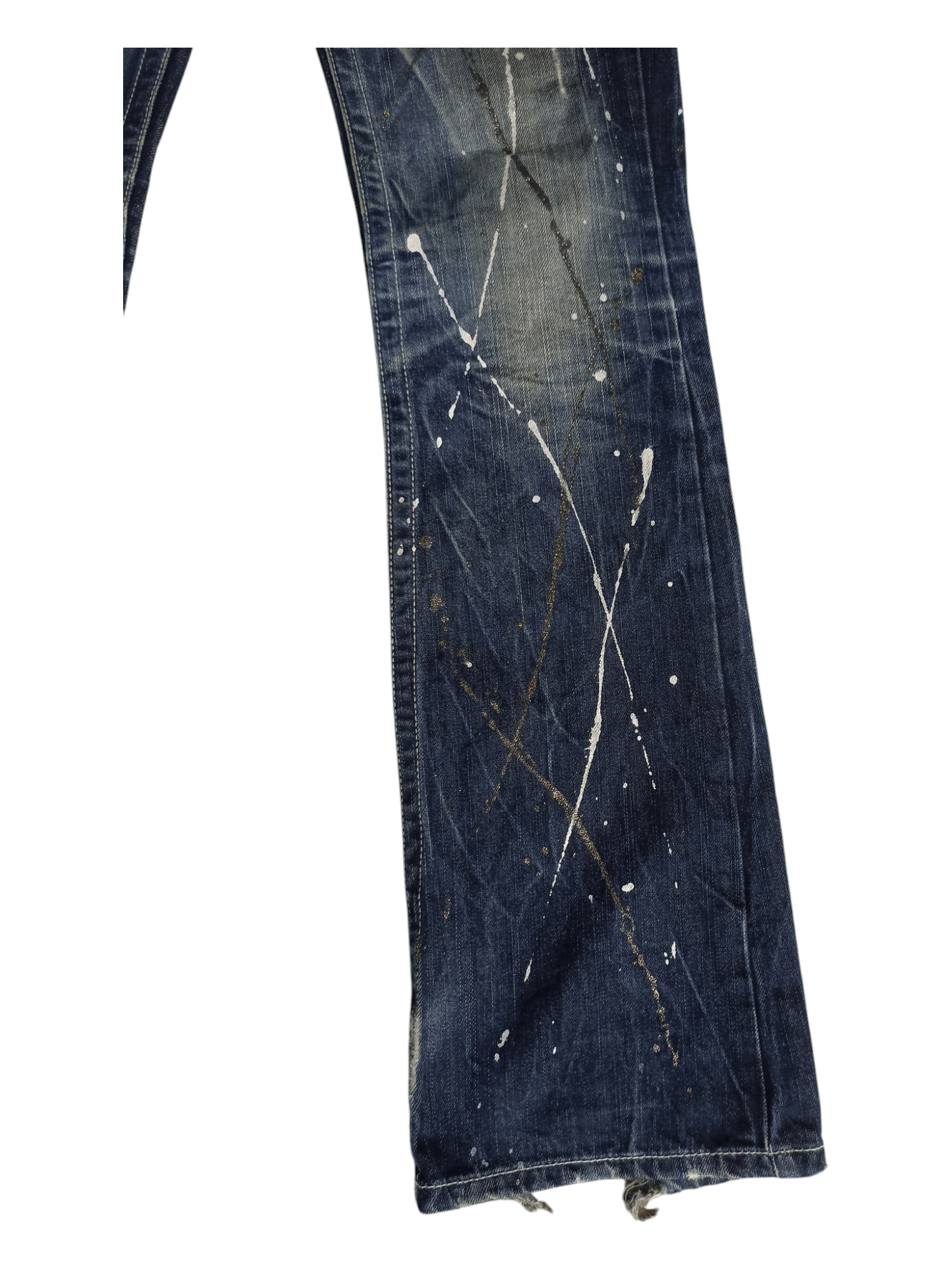 Japanese Brand Lagust Paint Splatter Mud Wash Distressed Flare Jeans Size US 30 / EU 46 - 7 Thumbnail