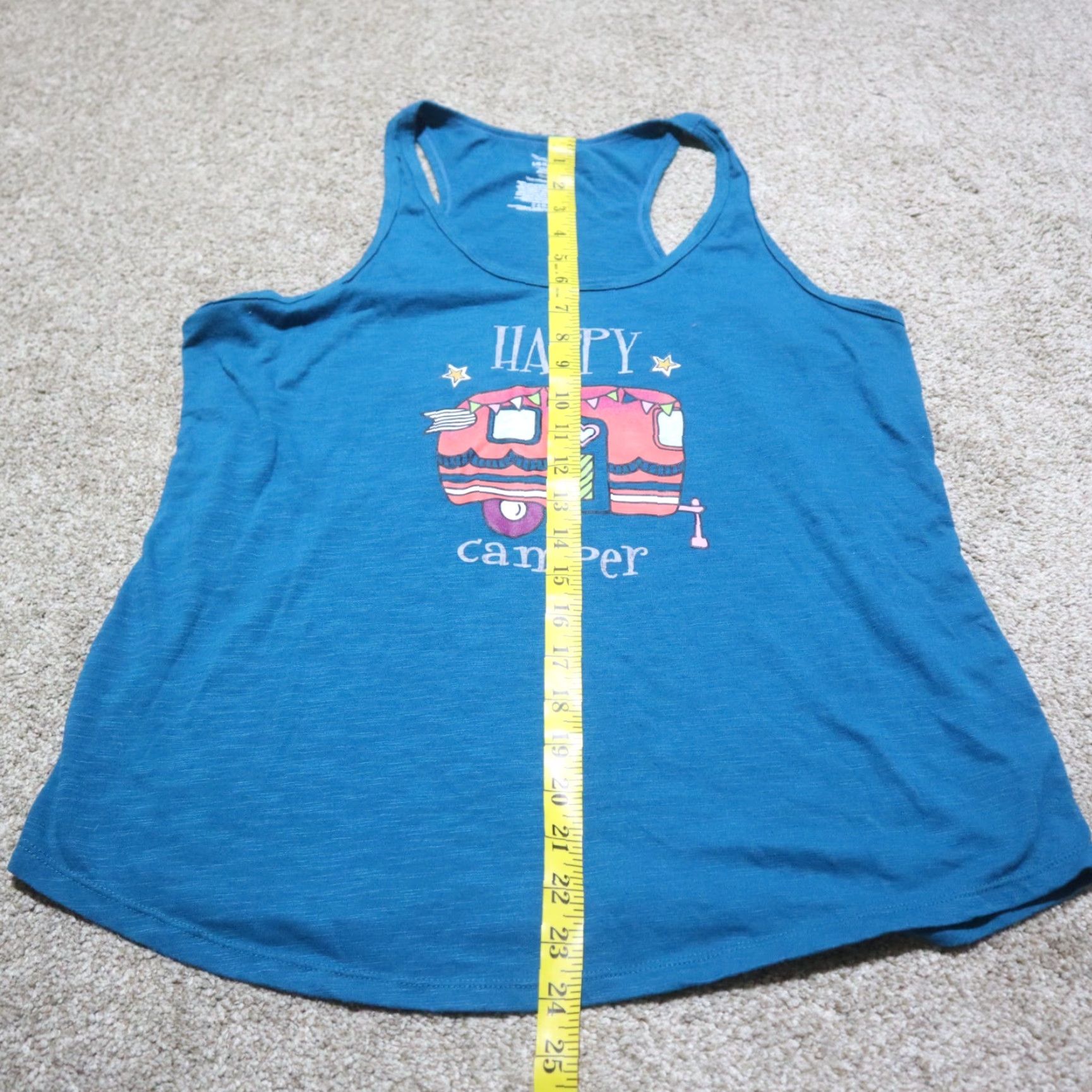 Vintage SECRET TREASURES Happy Camper Tank Shirt Women's L Blue Outdoor Tank Top Adult Large Size L / US 10 / IT 46 - 6 Thumbnail