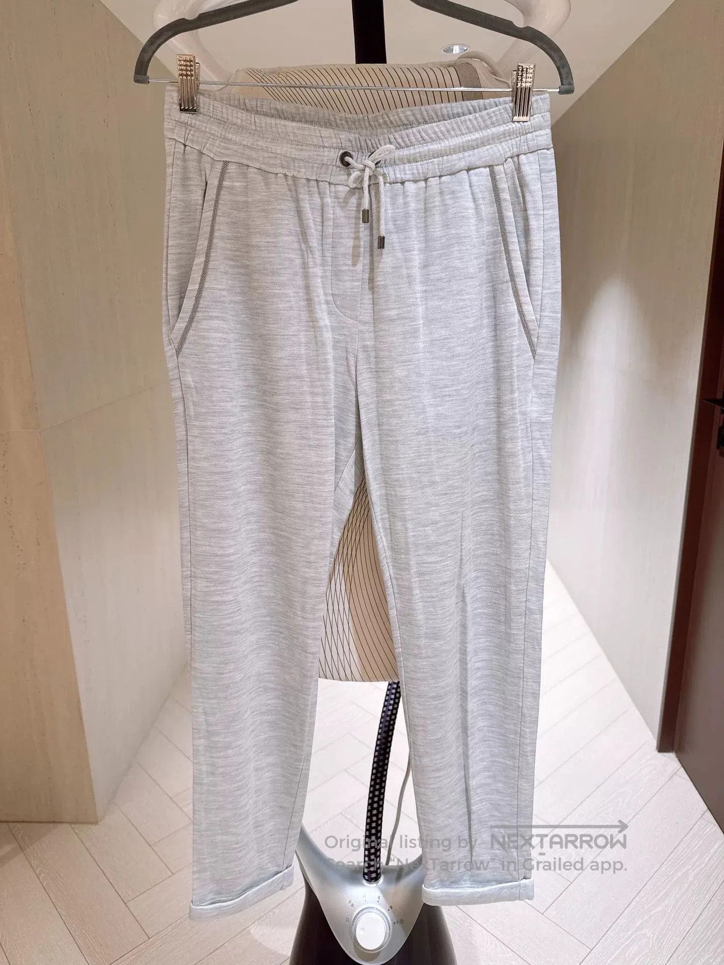 Brunello Cucinelli Brunello Cucinelli Light Gray Track Pants. Size US 32 / EU 48 - 1 Thumbnail
