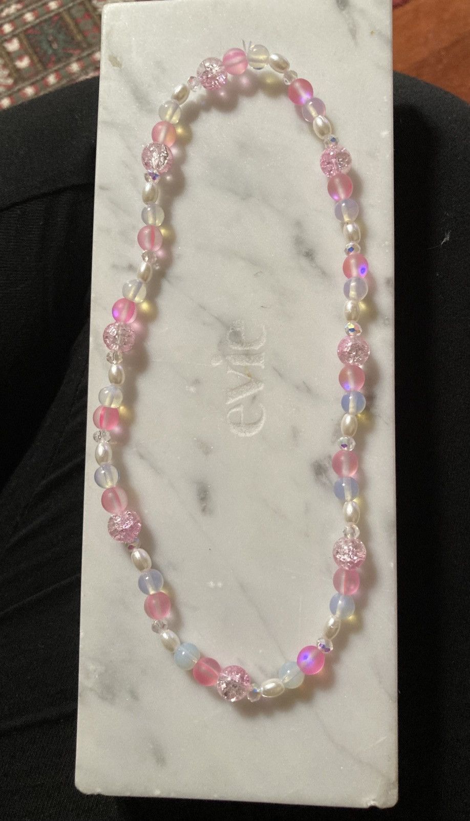 Other Pink crack glass and faux pearl necklace Size ONE SIZE - 1 Thumbnail
