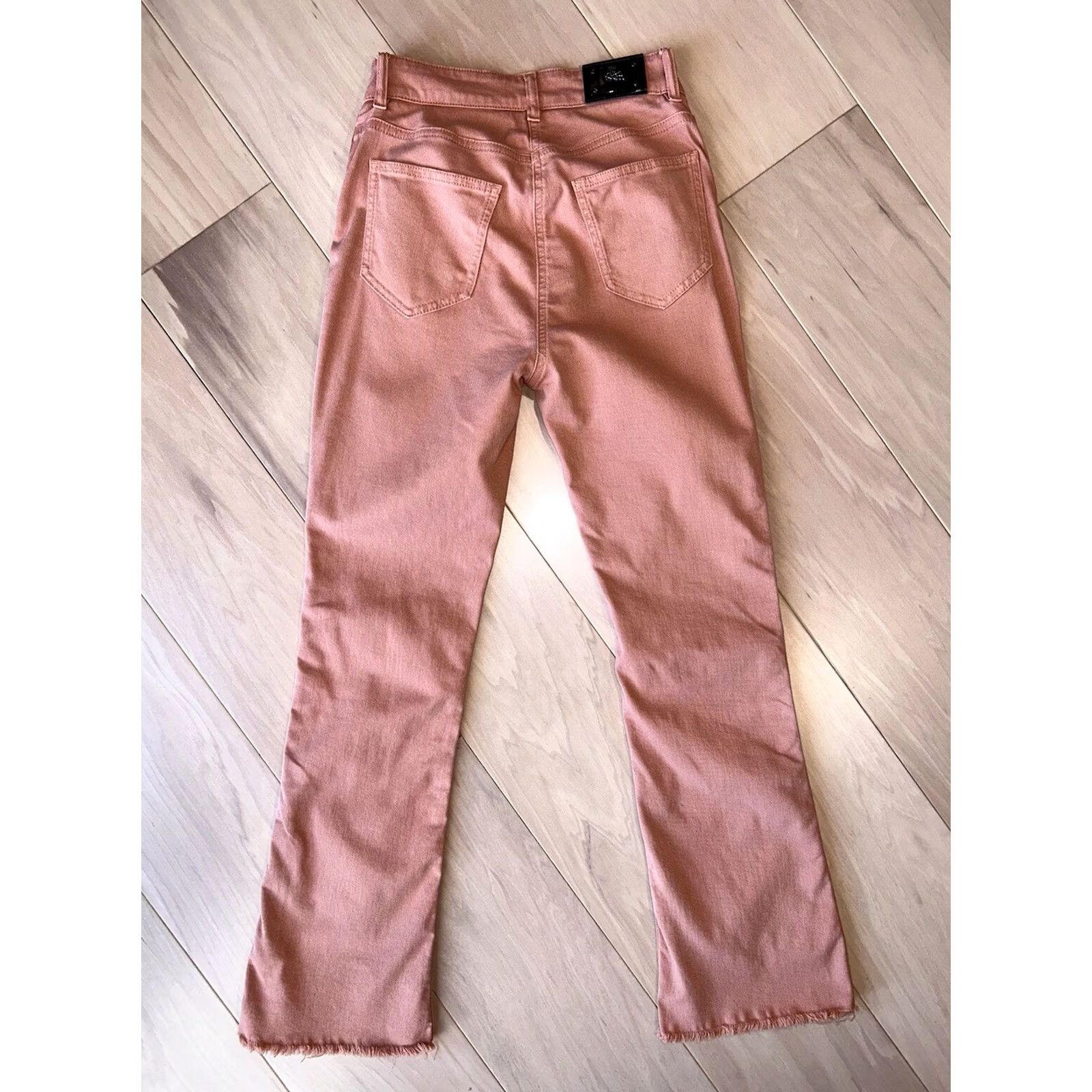 Etro ETRO Milano Jeans Flared Cotton Denim Pink 27x28 Womens Regular 5-Pocket Embroidered Zipper Button Raw Hem Stretch Bohemian Urban City Designer Size 27" / US 4 / IT 40 - 3 Thumbnail
