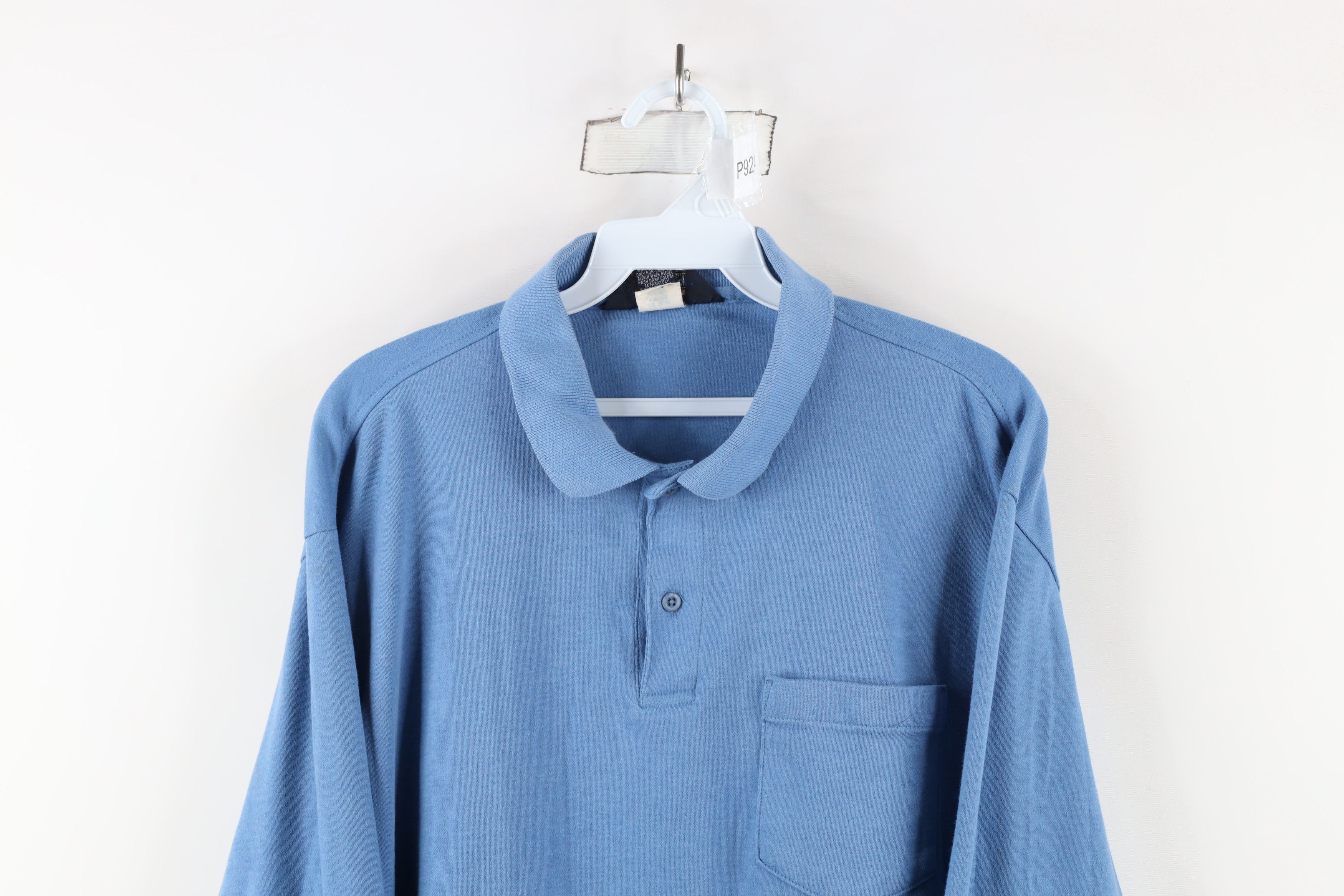 Lands' End × Vintage Vintage 90s Lands End Touch Long Sleeve Polo Shirt Blue USA Size US L / EU 52-54 / 3 - 2 Thumbnail