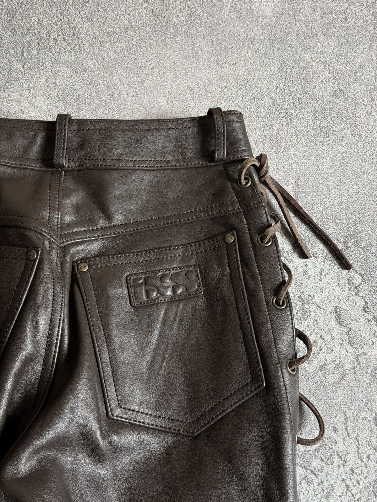 Designer IXS 38size brown leather motorcycle biker pants trousers y2k Size 26" / US 2 / IT 38 - 15 Thumbnail