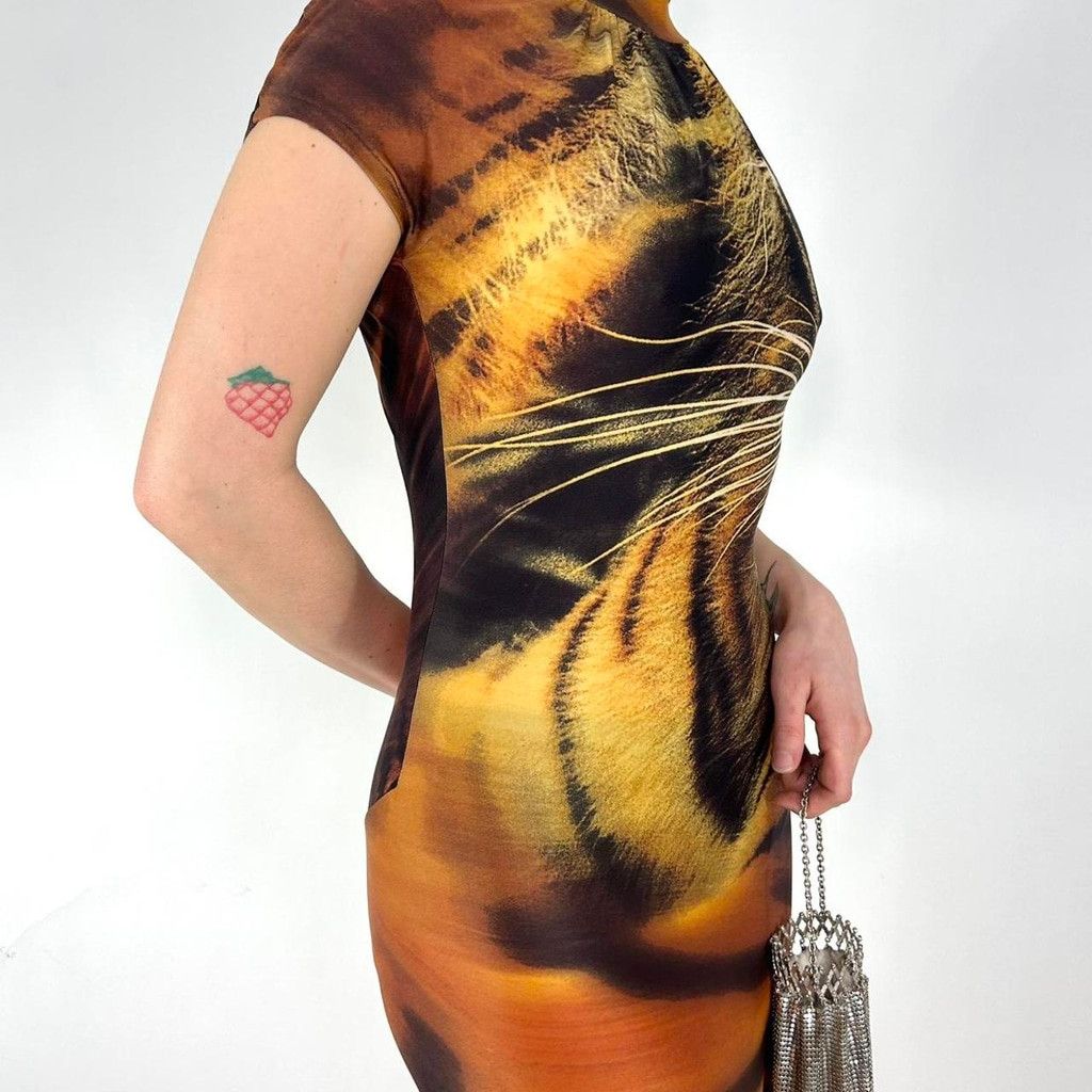 Roberto Cavalli Roberto Cavalli S/S 2000 turtleneck tiger print dress Size XS / US 0-2 / IT 36-38 - 6 Thumbnail