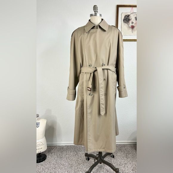 Vintage Christian Dior Monsieur Black Belted Trench Coat With 