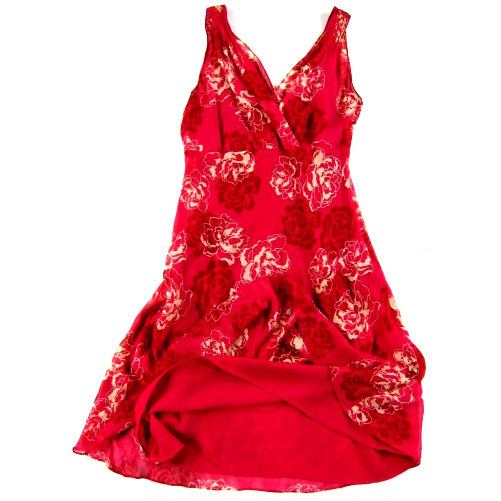 Ann Taylor VTG Ann Taylor 100% Silk Pink Ivory Floral V-Neck Midi Sheath Tank Sun Dress 6P - Women - Petite - Pink - Sleeveless - Zipper - Lined - Vintage Yes Size M / US 6-8 / IT 42-44 - 6 Thumbnail