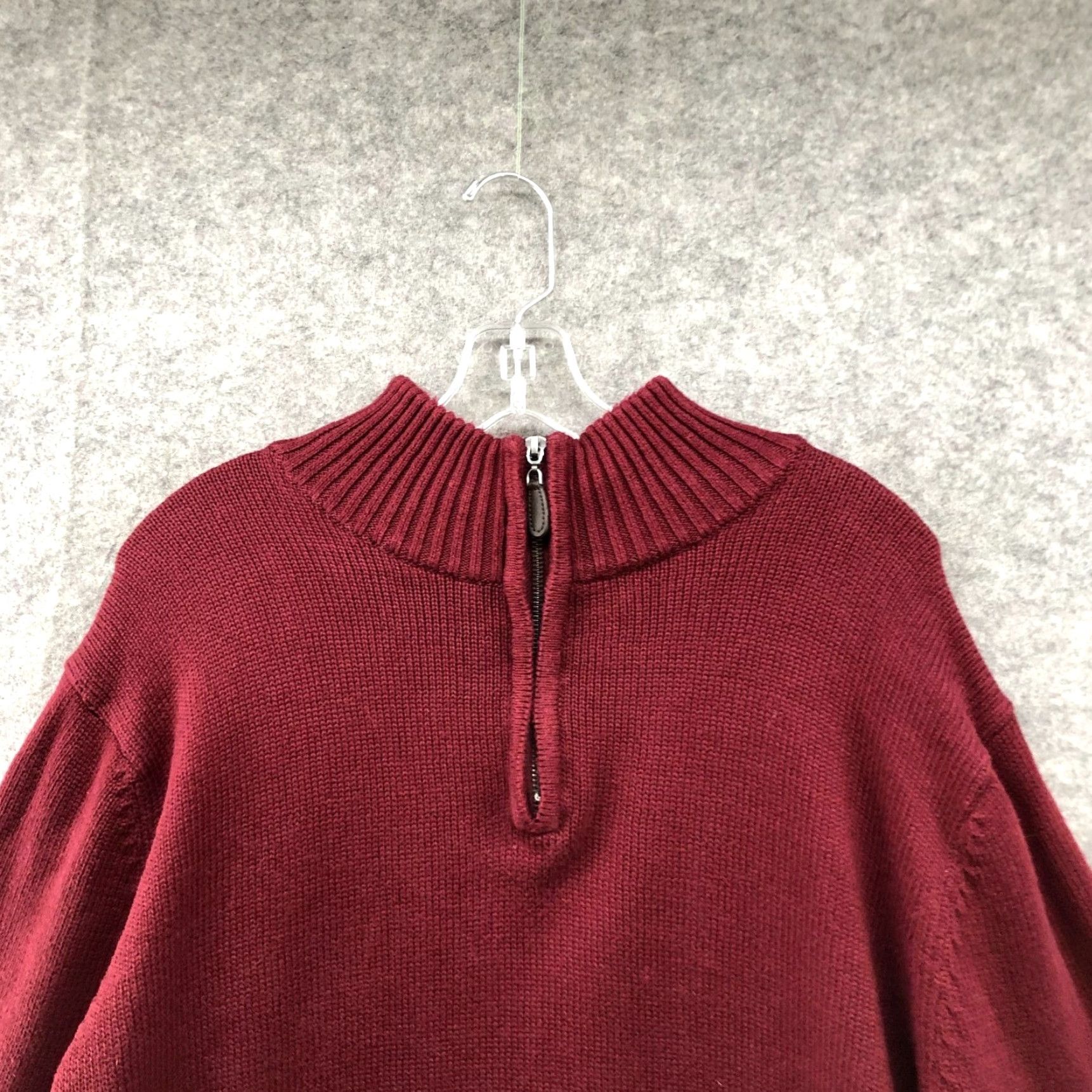 Vintage L.L. Bean Sweater Mens XL Wine Red 1/4 Zip Cotton Thick Knit Pullover Winter Size US XL / EU 56 / 4 - 3 Thumbnail