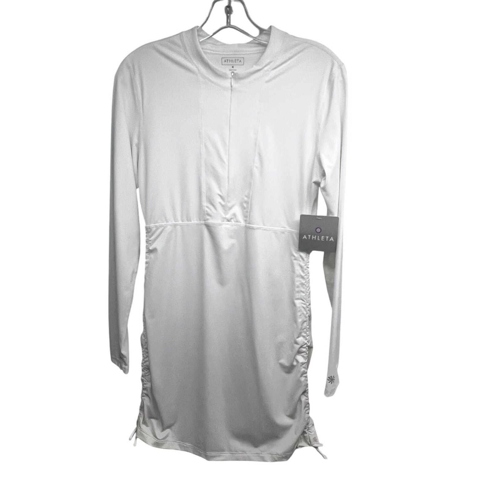 Athleta Athleta White Half Zip Ruched Guard Long Top Shirt M New Size M / US 6-8 / IT 42-44 - 1 Thumbnail