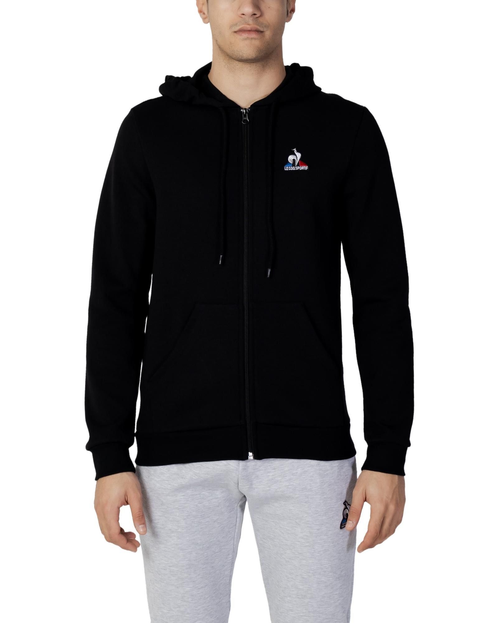 image of Le Coq Sportif Hooded Sweatshirt With Zip Fastening And Front Pockets in Black, Men's (Size XL)