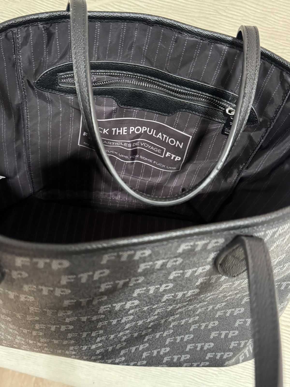 Fuck The Population FTP (FuckThePopulation) Logo Repeat Tote Bag Size ONE SIZE - 7 Thumbnail