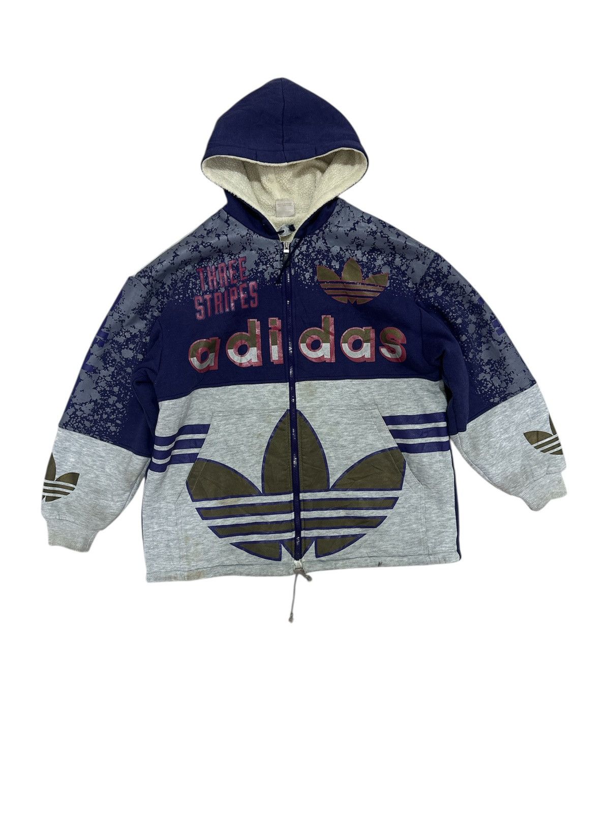 Adidas Vintage Adidas Zipper jacket With hoodies Big Logo Design Size US M / EU 48-50 / 2 - 1 Thumbnail