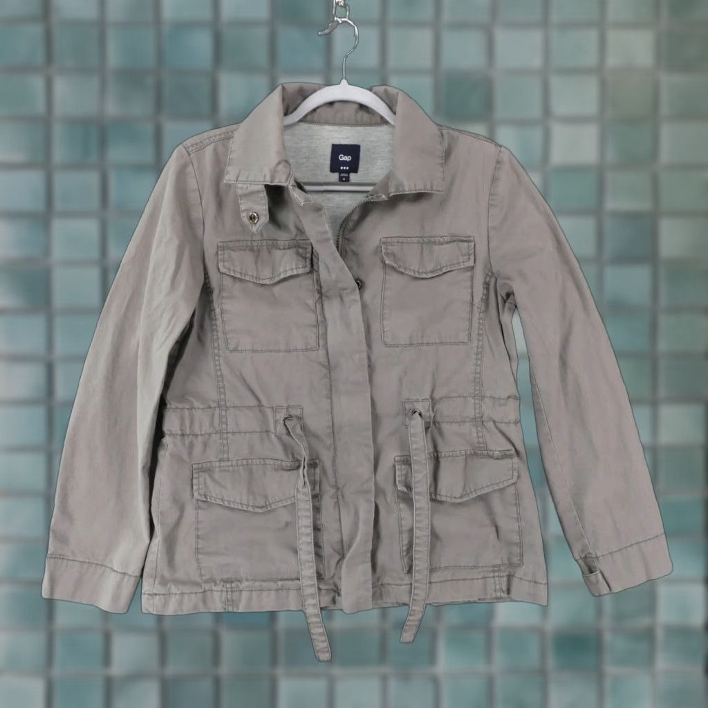 Gap Gap Jacket Womens Medium Gray Jersey Lined Barn Coat Full Zip Drawstring Size M / US 6-8 / IT 42-44 - 1 Thumbnail