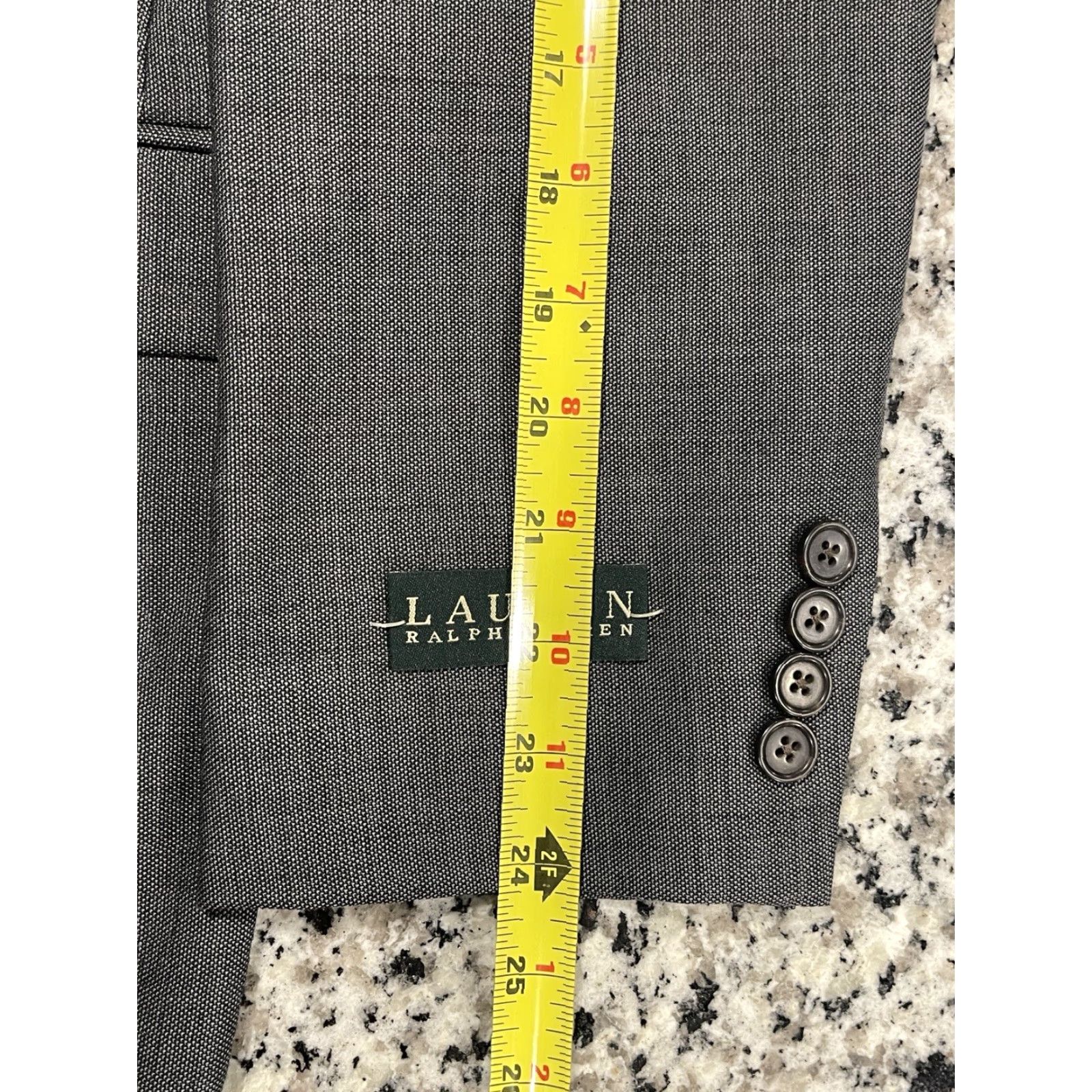 Ralph Lauren Lauren Ralph Lauren Jacket Mens 38R Gray Blazer Wool Blend 2 Button Solid Lined Business Casual Party/Cocktail Travel Workwear Mens Size 38R - 5 Thumbnail