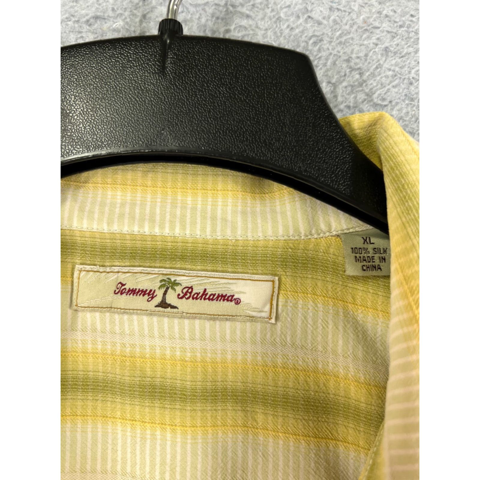 Tommy Bahama Tommy Bahama Shirt Men XL Yellow Green Stripe Silk Hawaiian Button-Up Short Sleeve Casual Beach Vacation Resort Aloha Size US XL / EU 56 / 4 - 6 Thumbnail