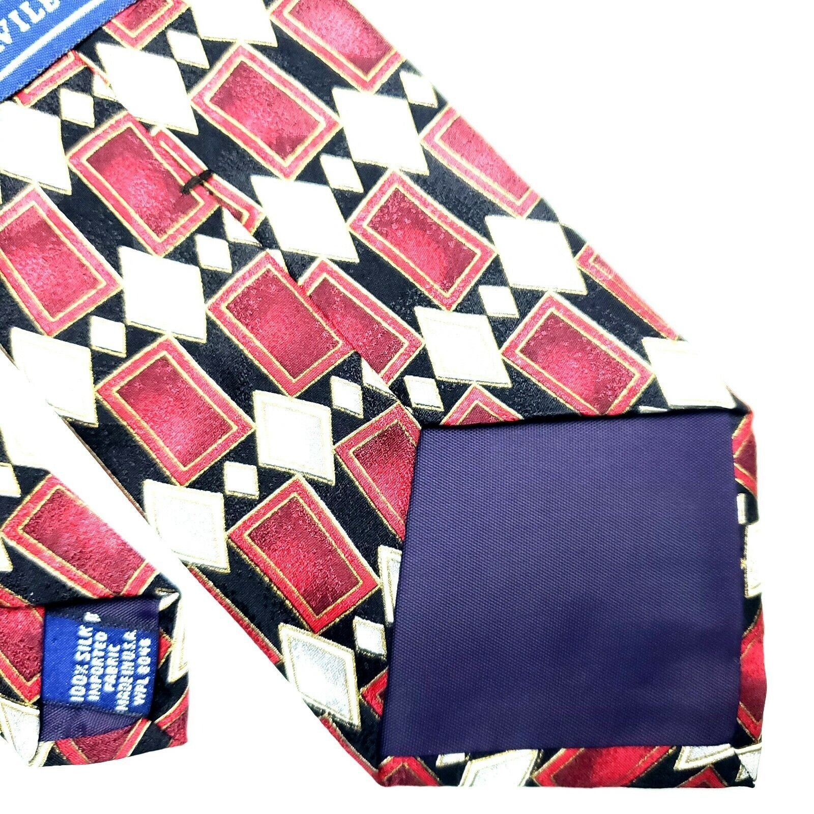 Savile Row Savile Row Red Silk Tie Geometric Abstract Classic Size ONE SIZE - 5 Thumbnail