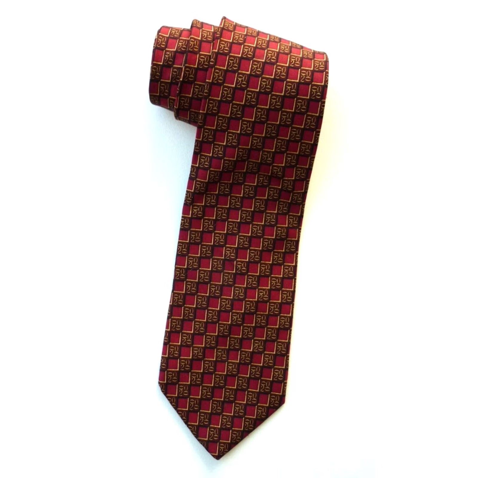 Brooks Brothers Brooks Brothers Makers Men's Silk Tie Handmade in USA Geometric Red 57"-60" Classic Length 3.75" Width Mens Silk Tie Size ONE SIZE - 2 Thumbnail