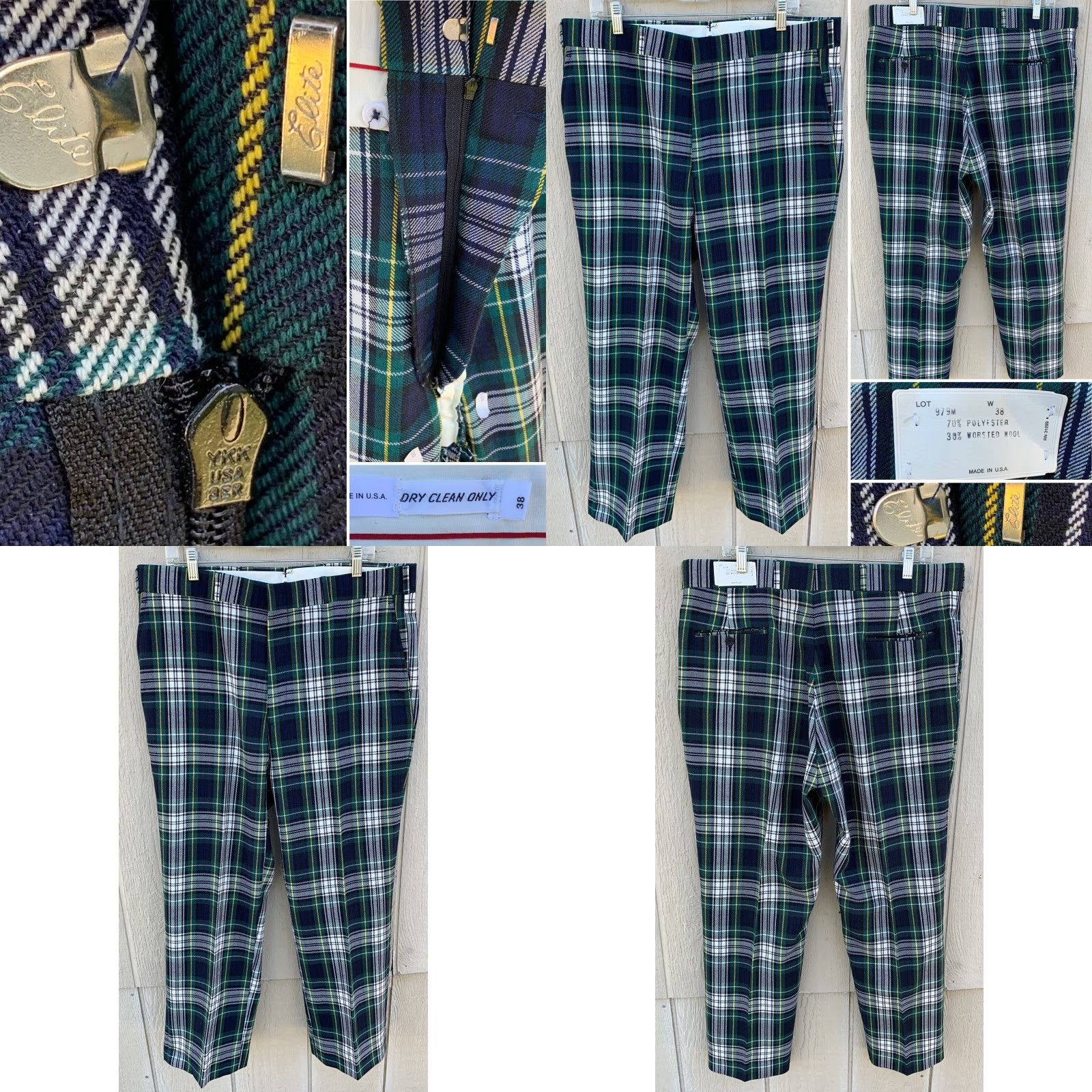 Vintage vintage plaid pants polyester worsted wool size 38 made in USA RN 31299 Size US 37 - 8 Thumbnail