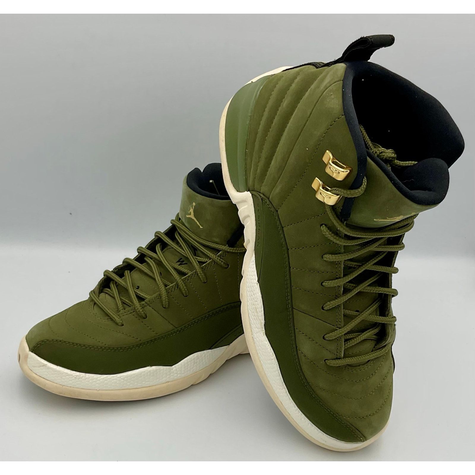 Nike AIR JORDAN 12 RETRO OLIVE GREEN Chris Paul SZ 6.5 153265-301 Size US 6.5 / EU 39-40 - 4 Thumbnail