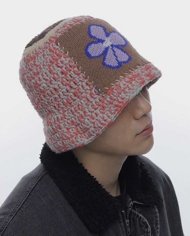 Japanese Brand Outdoor retro floral knitted tulip hat bucket hat Size ONE SIZE - 1 Thumbnail