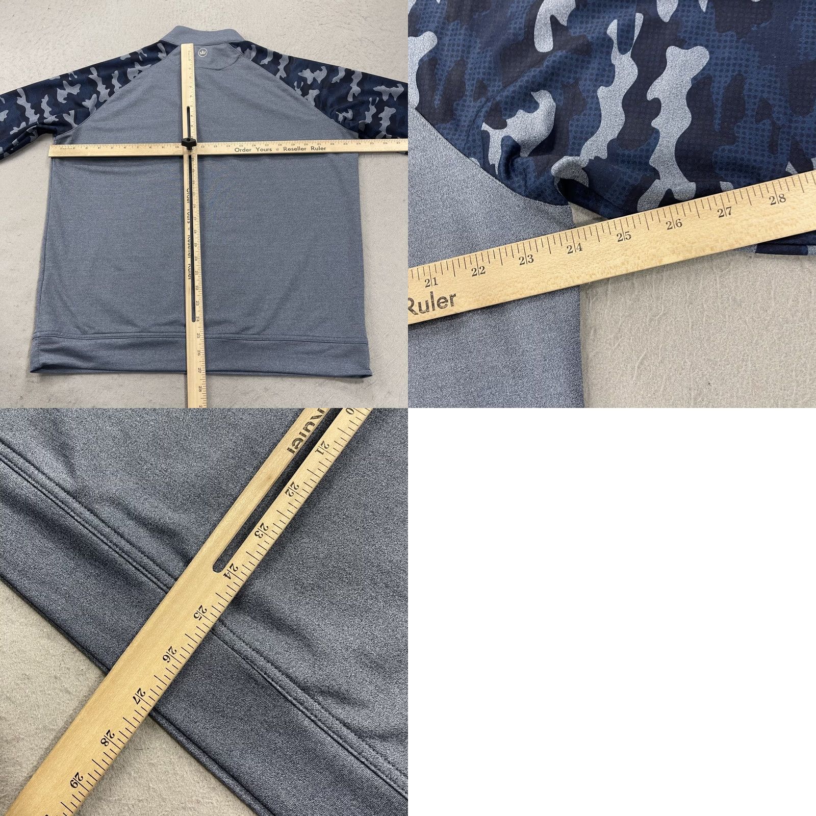 Peter Millar Peter Millar Jacket Mens L Blue Perth Pullover Golf 1/4 Zip Camouflage Skokie CC Shirt Mens L Blue Camouflage Golf Jacket Size US L / EU 52-54 / 3 - 7 Thumbnail