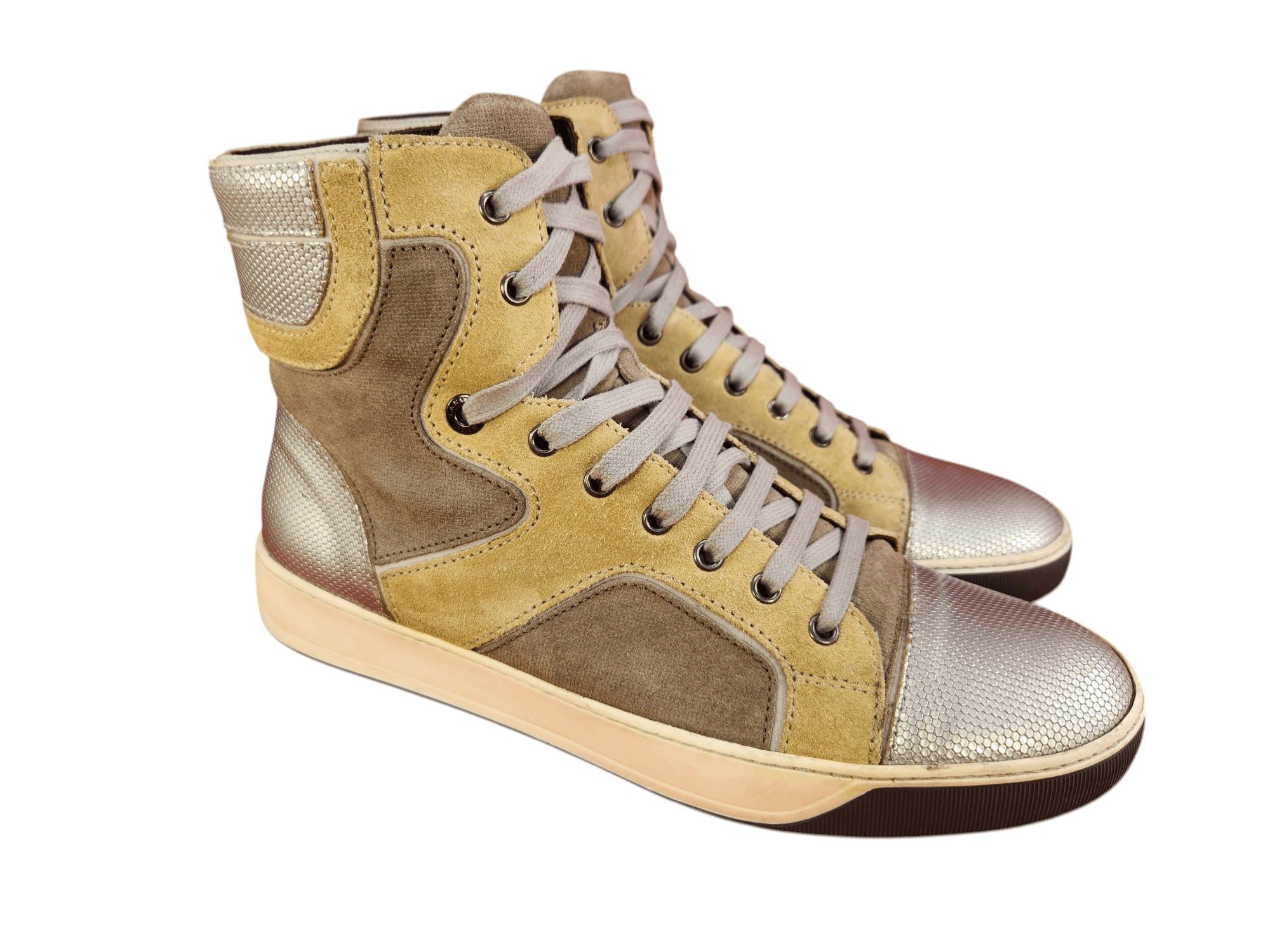 Lanvin Multicolor Textured Leather Shoes in Gold, Men's (Size 10)