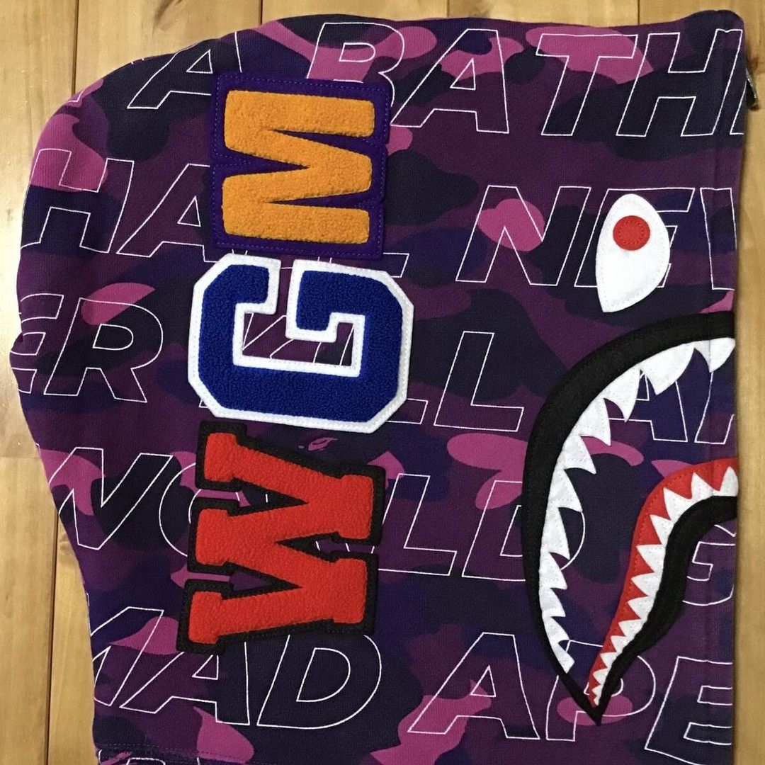 Bape BAPE TEXT COLOR CAMO Shark Full Zip Hoodie Camo Purple Camo Size US XL / EU 56 / 4 - 3 Thumbnail