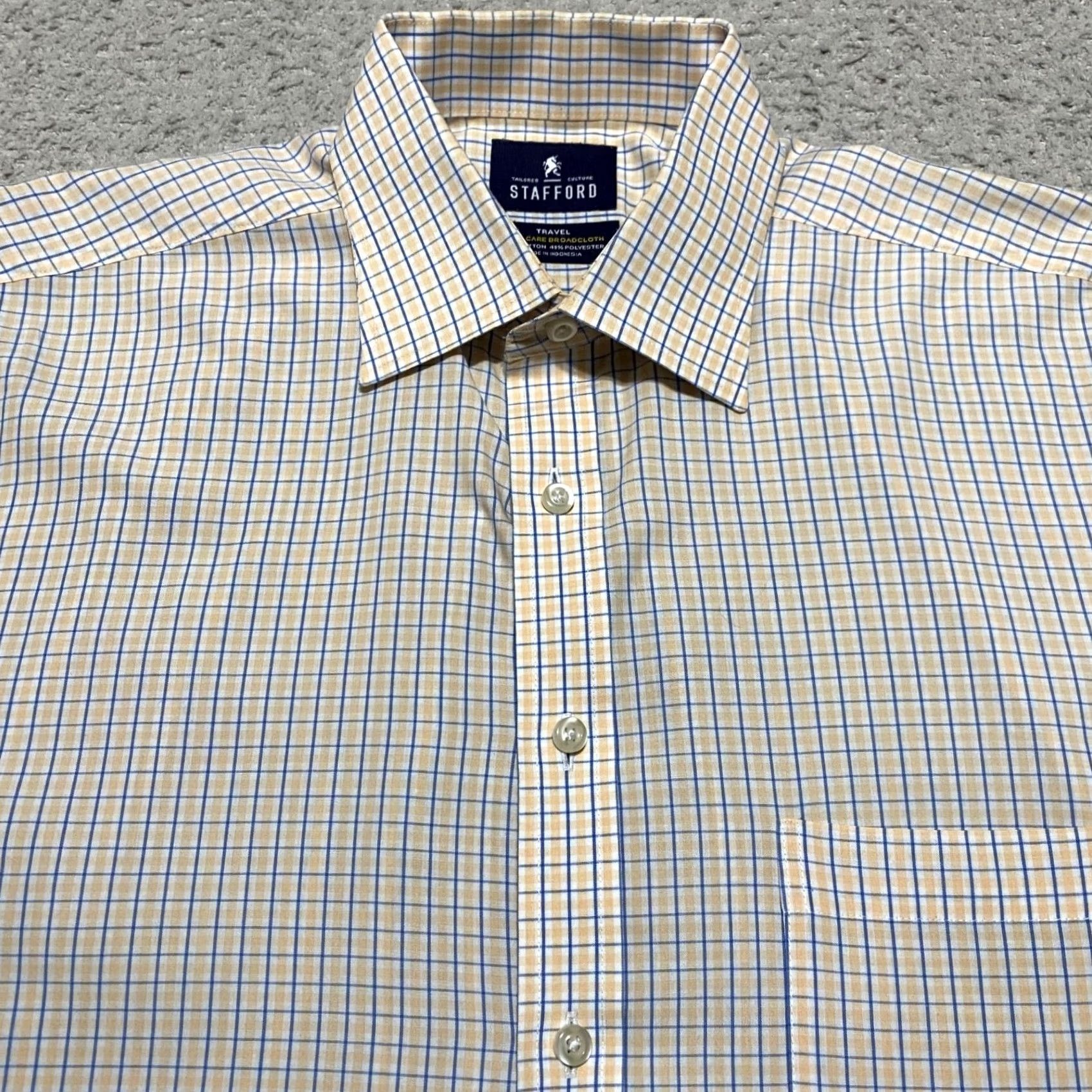 Stafford Stafford Dress Shirt Mens Large Multicolor Plaid Long Sleeve Button-Front 16 16.5 96% Cotton 4% Polyester Classic Size 42R - 6 Thumbnail