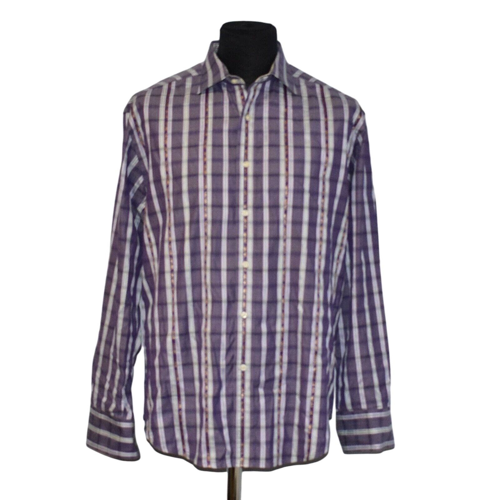Robert Graham ROBERT GRAHAM Purple Plaid Embroidered Long Sleeve Shirt XL Size US XL / EU 56 / 4 - 1 Thumbnail