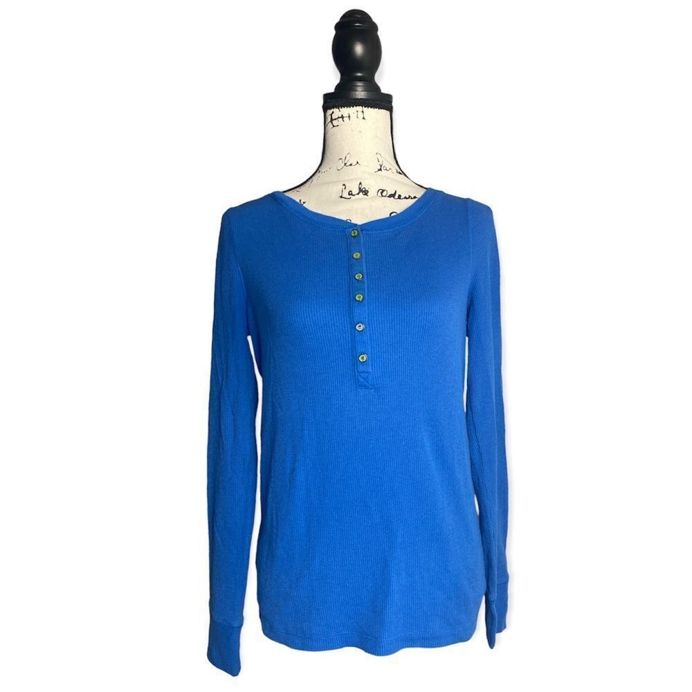 Other C. Wonder Women’s Blue Ribbed Henley Long Sleeve Top Size M Size M / US 6-8 / IT 42-44 - 1 Thumbnail