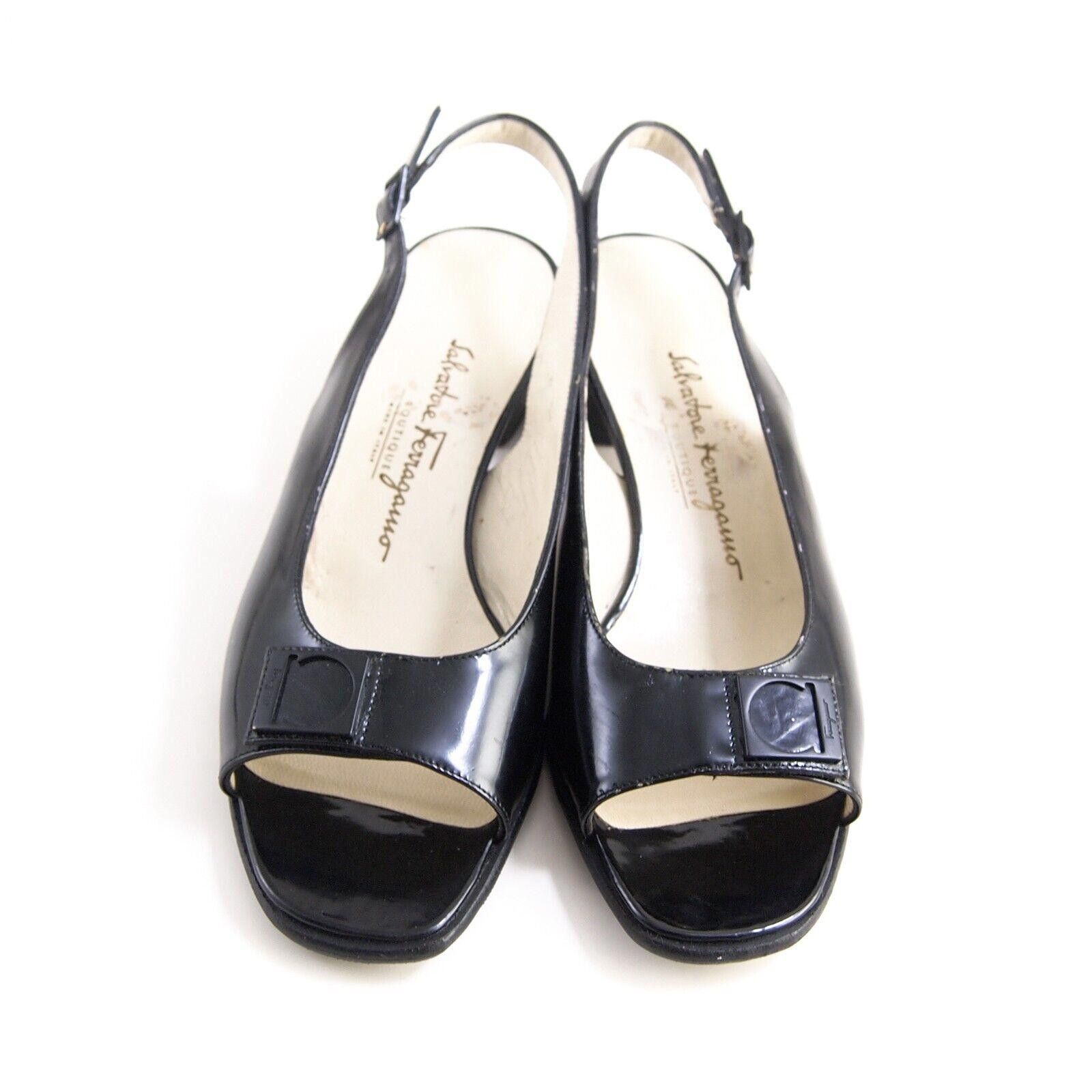 Salvatore Ferragamo Ferragamo Gancio Slingback Sandals Black EU 36.5 US 6.5 B Size US 6.5 / IT 36.5 - 6 Thumbnail