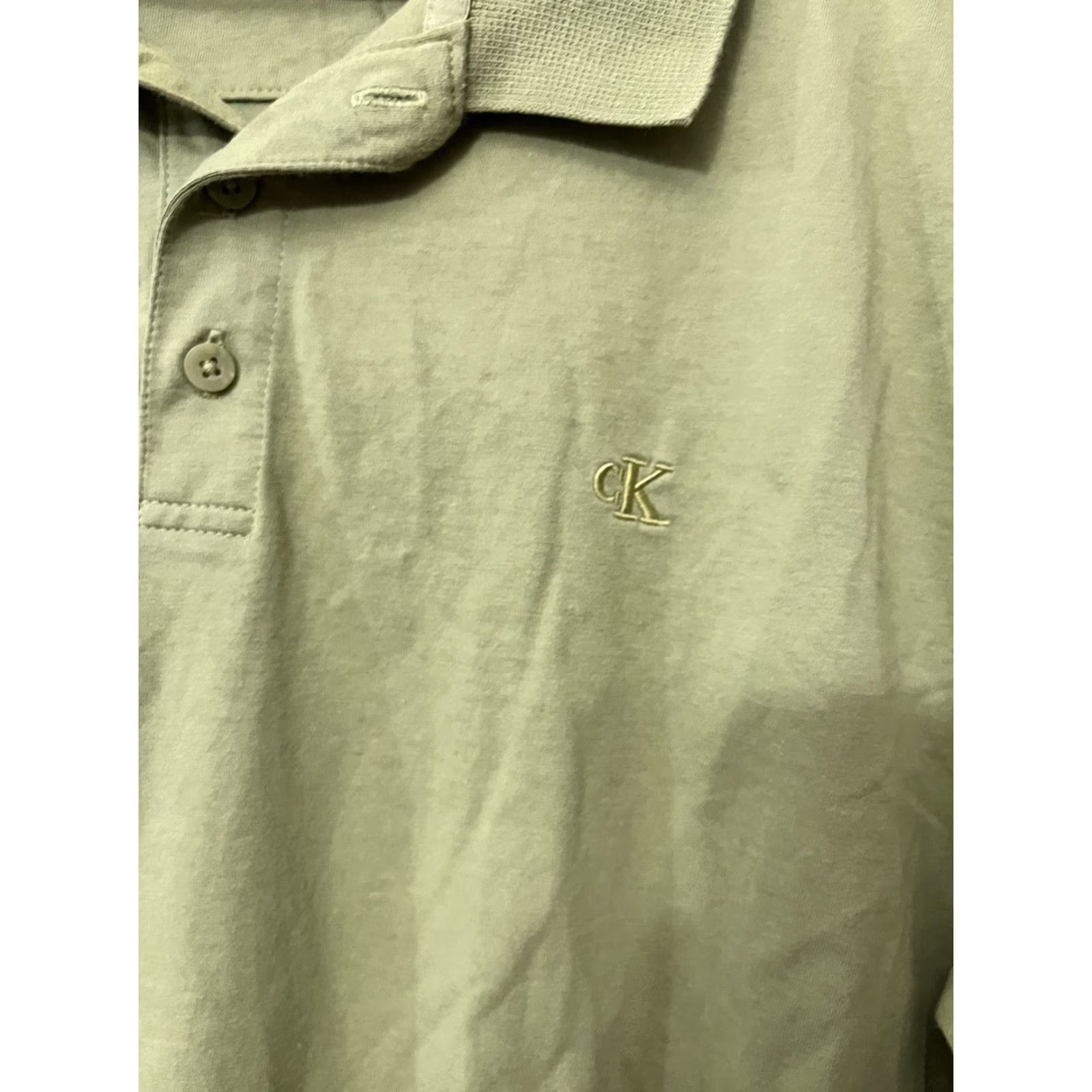 Calvin Klein CALVIN KLEIN MENS XLARGE GREEN STRIPED POLO SHIRT XL Size US XL / EU 56 / 4 - 3 Thumbnail