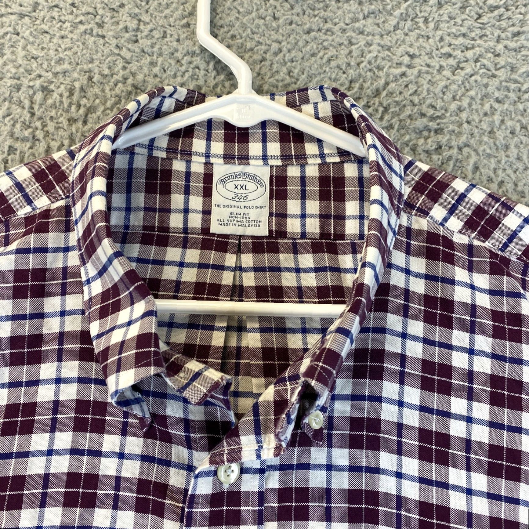 Brooks Brothers VINTAGE Brooks Brothers Dress Shirt Red Purple Plaid 2XL/Regular Men Button-Down Collar 74-9 Regent Fit Size 48R - 5 Thumbnail