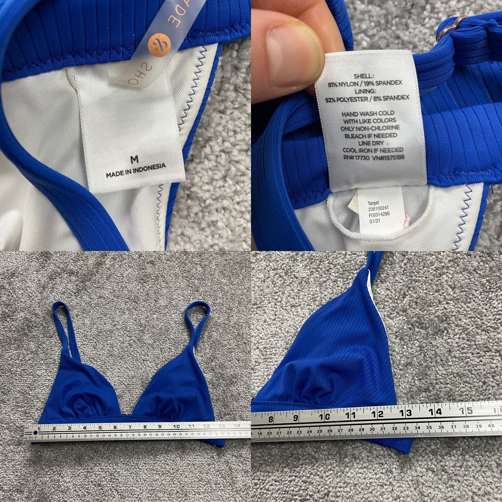 Vintage Shade & Shore Bikini Top Womens M Blue Triangle Spaghetti Strap Beach Swimwear Top Adult Regular Medium Blue Womens Size M / US 6-8 / IT 42-44 - 8 Thumbnail