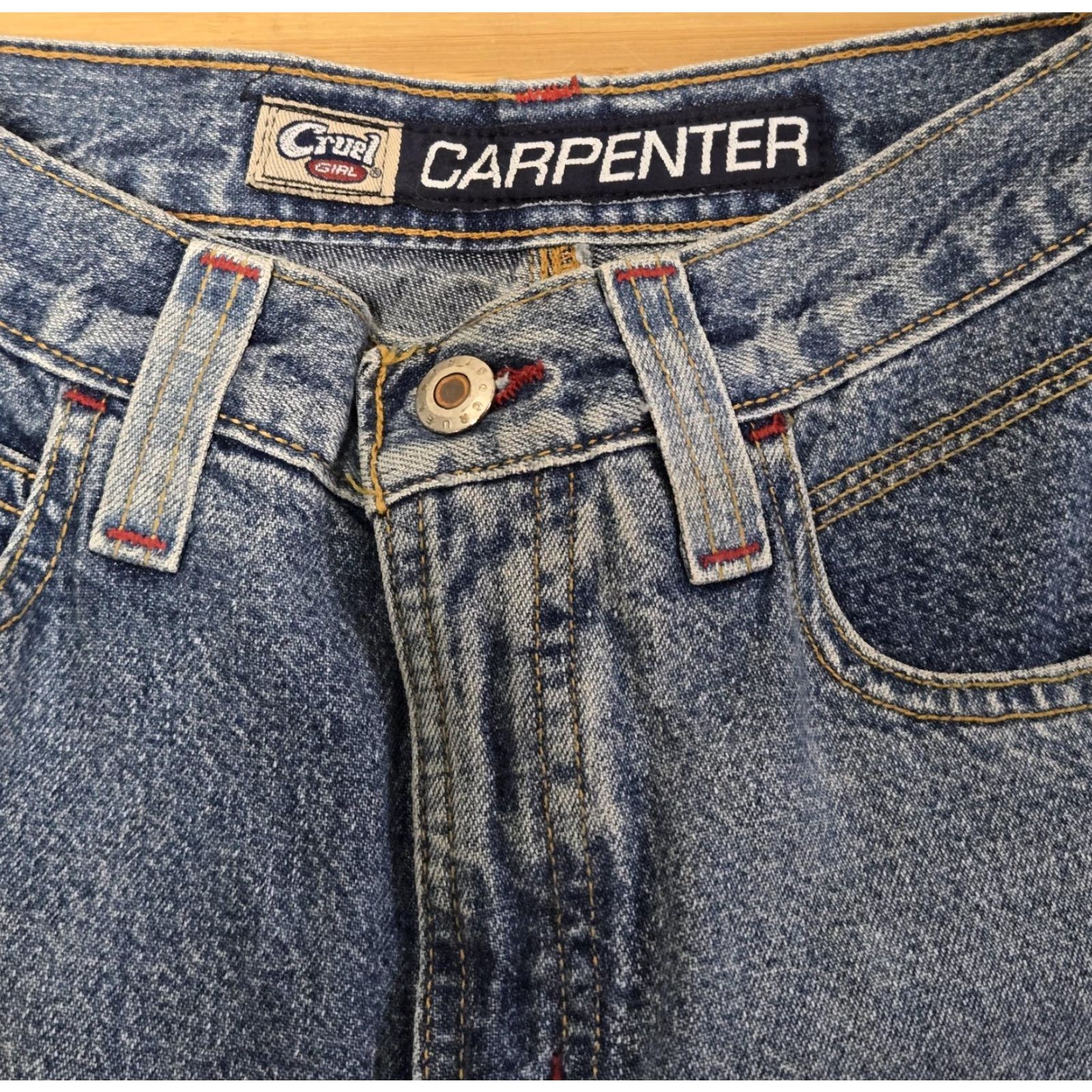 Vintage Cruel Girl Jeans Womens 3 Long Carpenter Denim Pants Blue Utility Workwear Size 26" / US 2 / IT 38 - 6 Thumbnail