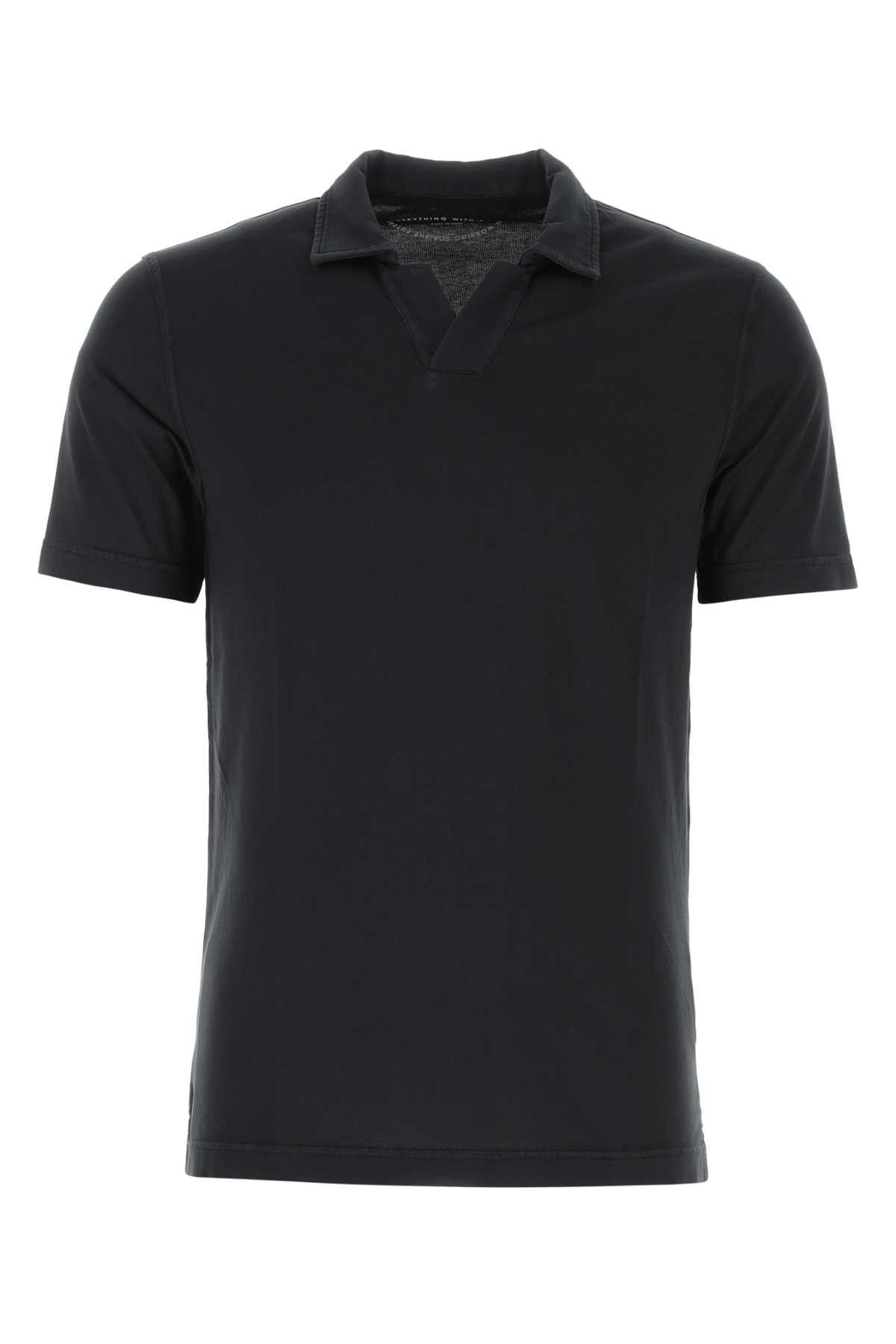 image of Fedeli Black Cotton Polo Shirt, Men's (Size Large)