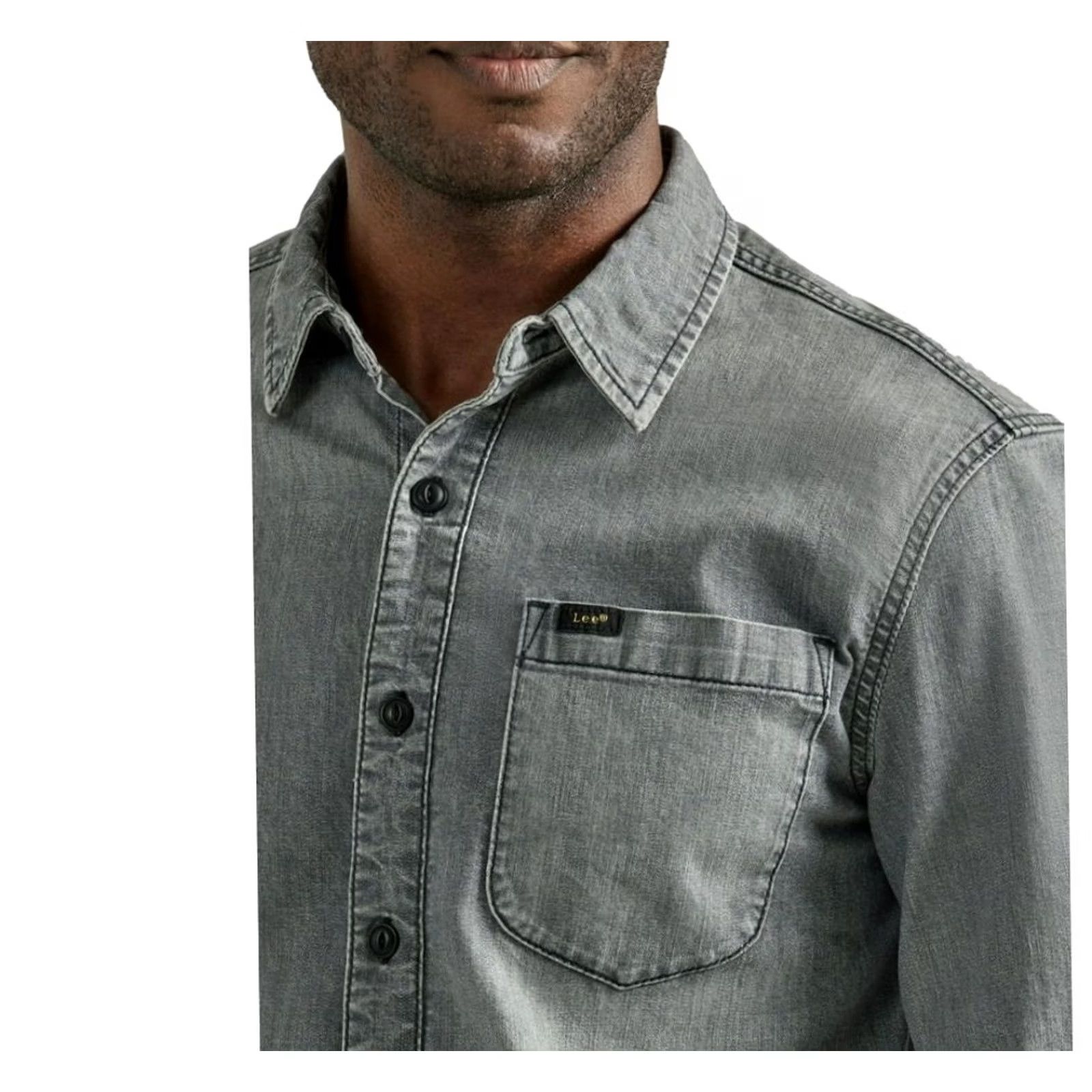 Lee LEE DENIM SHIRT MEN'S MEDIUM LONG SLEEVE GRAY BUTTON-UP CLASSIC Size US M / EU 48-50 / 2 - 2 Thumbnail