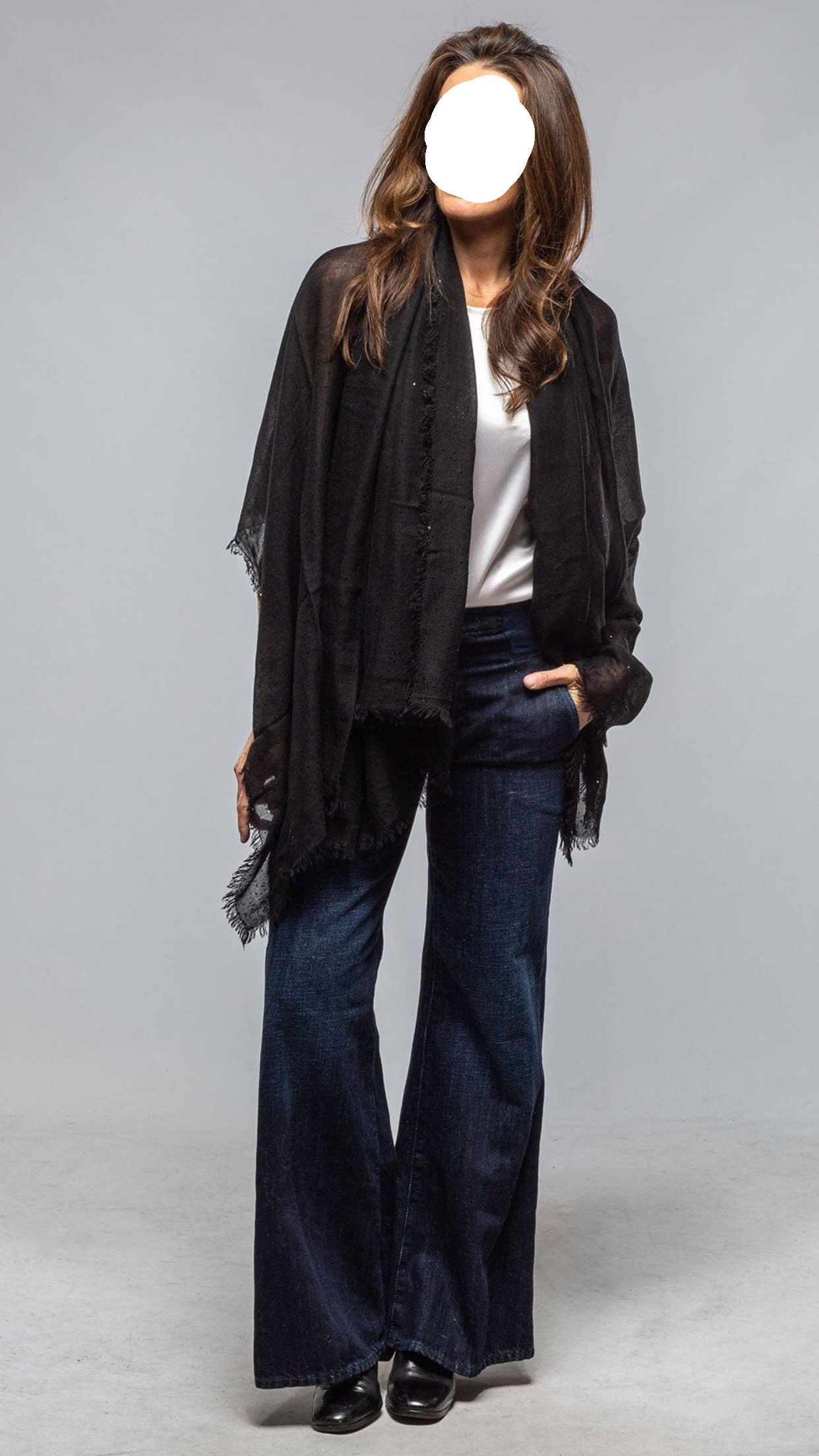 Faliero Sarti 🪡FALIERO SARTI Domenica Sparkle Scarf/Shawl In Black.✨ Size ONE SIZE - 1 Thumbnail