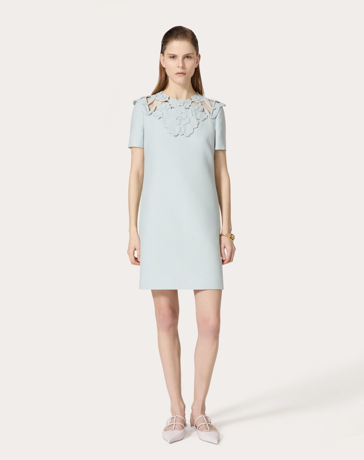 Valentino o1s1wg110525 Embroidered Crepe Coutoure Short Dress in Grey Size XS / US 0-2 / IT 36-38 - 4 Thumbnail