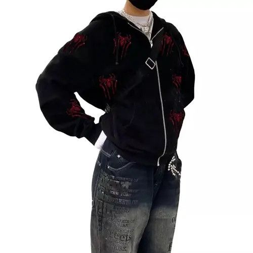 Other Rhinestone Zip y2k Hoodie Spider Web Gothic Punk Style Size US M / EU 48-50 / 2 - 3 Thumbnail