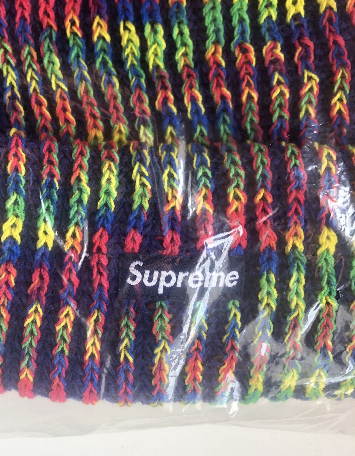 Supreme FW21 Supreme Rainbow Knit Beanie NAVY Size ONE SIZE - 2 Thumbnail