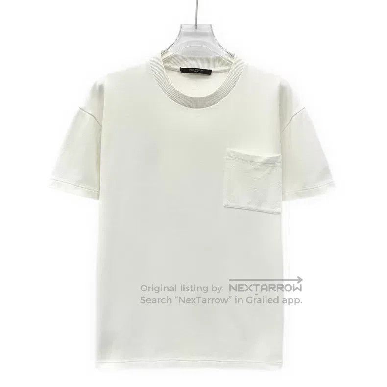 Louis Vuitton Louis Vuitton 24 White Pocket Embossed Cotton Crew Neck Sh Size US S / EU 44-46 / 1 - 1 Thumbnail