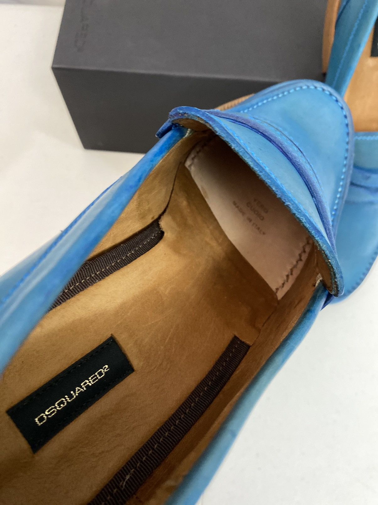 Dsquared2 Dsquared2 🇮🇹 Blue Leather Ivy League Penny Loafer 8.5 NEW Size US 8.5 / EU 41-42 - 11 Thumbnail