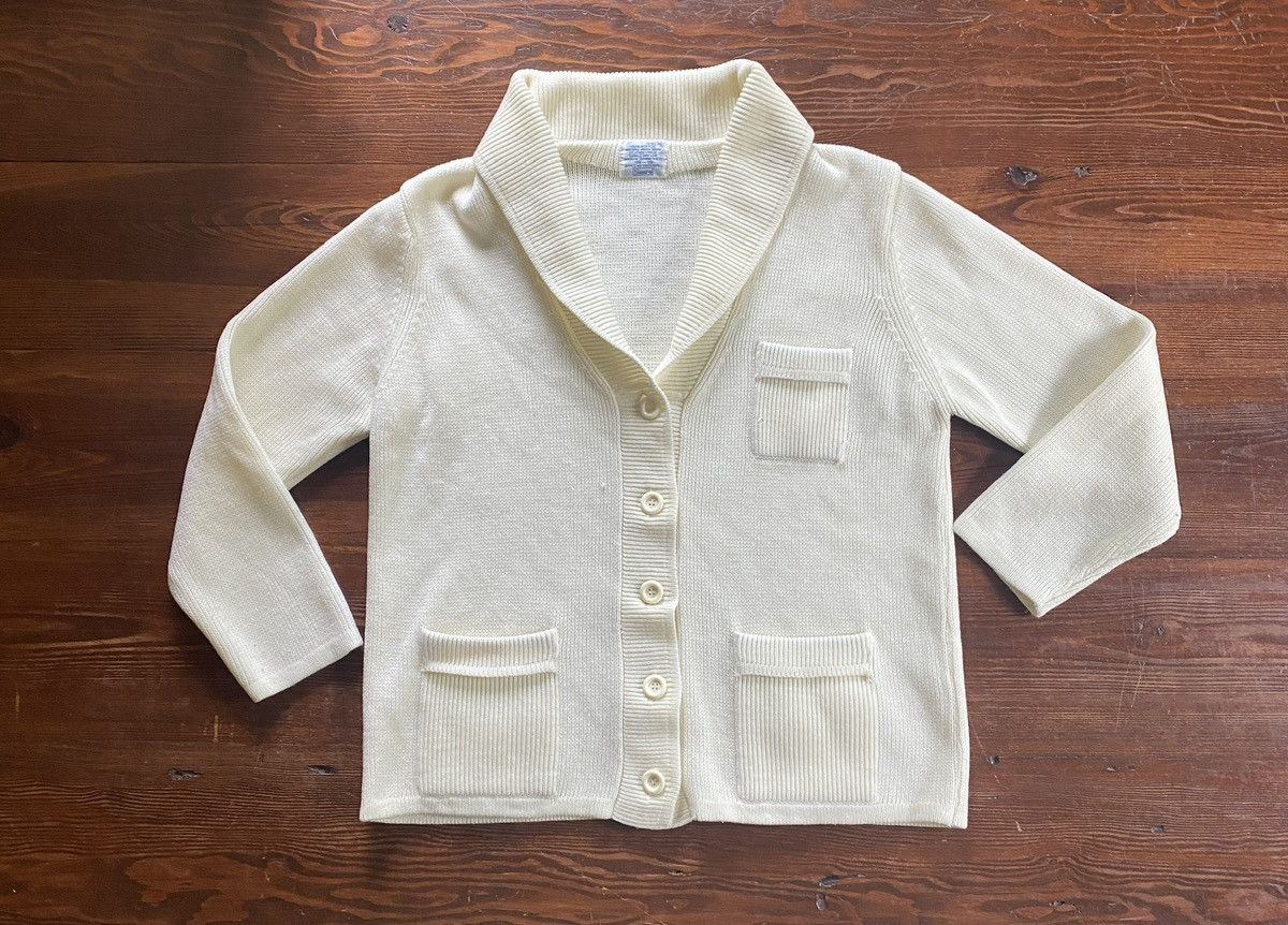 Sears Vintage 70’s Sears Women’s Cream Cowl Neck Cardigan Sweater Size M / US 6-8 / IT 42-44 - 2 Thumbnail