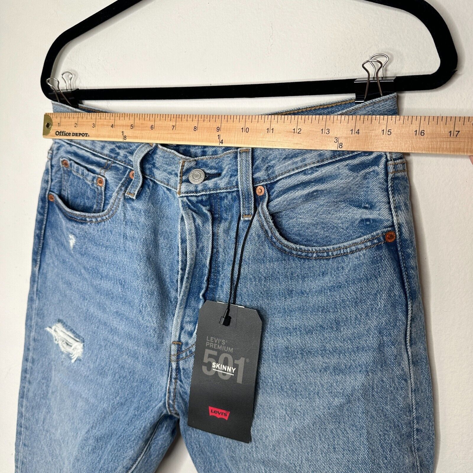 Lee NWT Lee 501 Skinny Non Stretch Distressed Button Jean 29 Size 29" - 15 Thumbnail