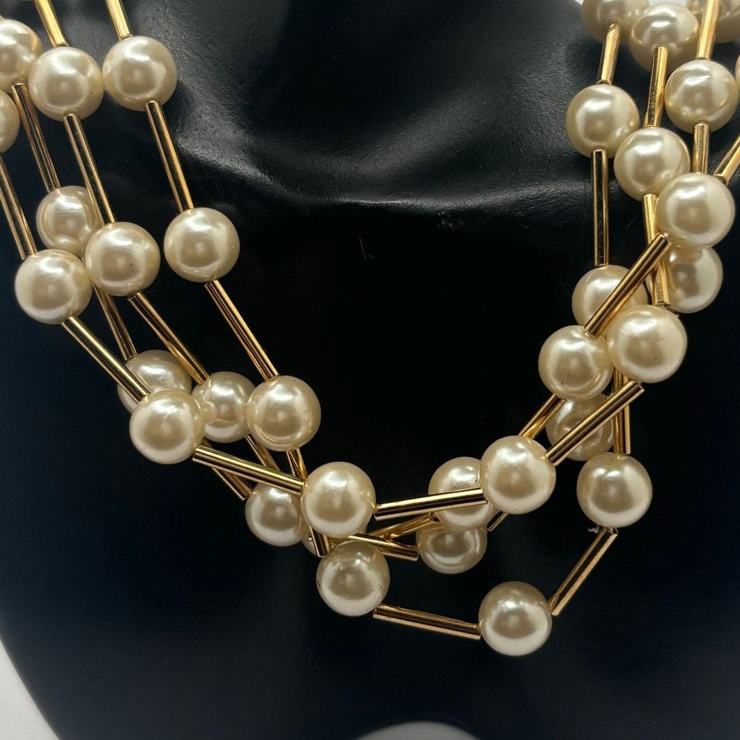 Other Vintage Silver & Cream Pearl Necklace Size ONE SIZE - 3 Thumbnail