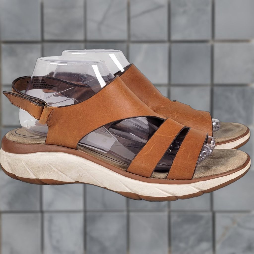 Vintage Bionica Akela Women’s Size 9.5 Brown Leather Strap Slingback Sandals Size US 10 / IT 40 - 1 Thumbnail
